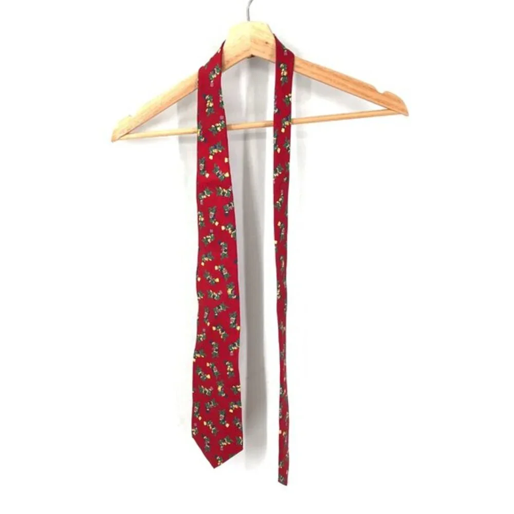 vintageVAN LOREN Italy Italian 100% Silk Tie Red fancy Frog‎ Tails & Top Hat